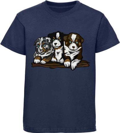 i215 Kinder Hunde T-Shirt navy blau