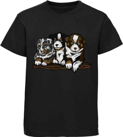 i215 Kinder Hunde T-Shirt schwarz