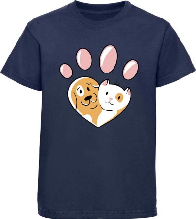 i223 Kinder Hunde T-Shirt navy blau