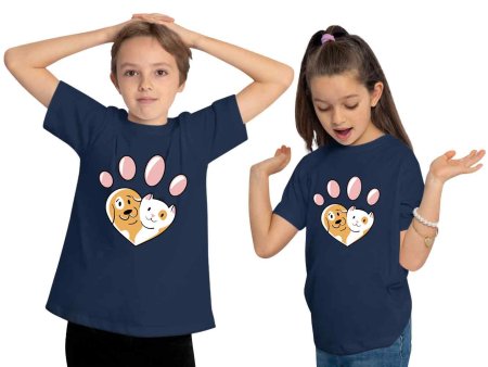 i223 Kinder Hunde T-Shirt navy blau
