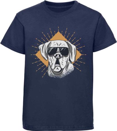 i224 Kinder Hunde T-Shirt navy blau