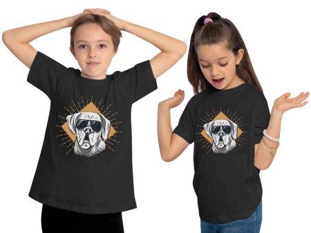 i224 Kinder Hunde T-Shirt schwarz