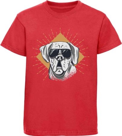 i224 Kinder Hunde T-Shirt rot