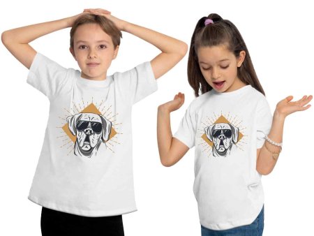 i224 Kinder Hunde T-Shirt weiss