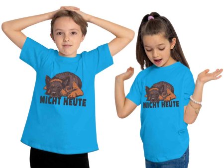 i233 Kinder Hunde T-Shirt aqua blau