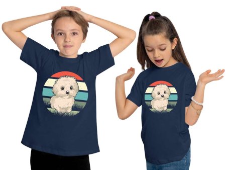 i242 Kinder Hunde T-Shirt navy blau