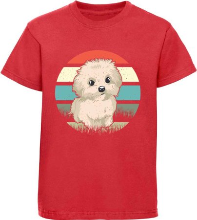 i242 Kinder Hunde T-Shirt rot