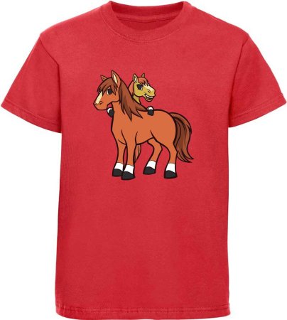 i251 Kinder Pferde T-Shirt rot