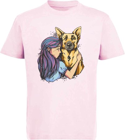 i258 Kinder Hunde T-Shirt rosa