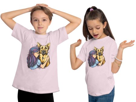 i258 Kinder Hunde T-Shirt rosa