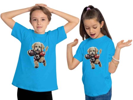 i499 Kinder American Football T-Shirt aqua blau