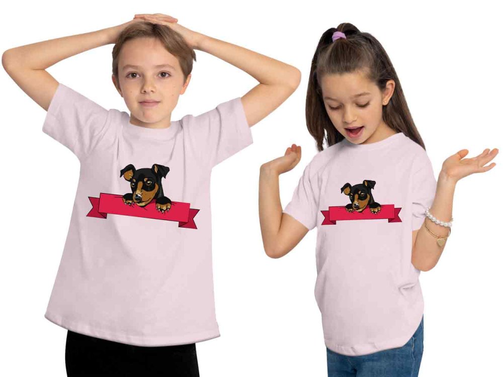 i213 Kinder Hunde T-Shirt rosa