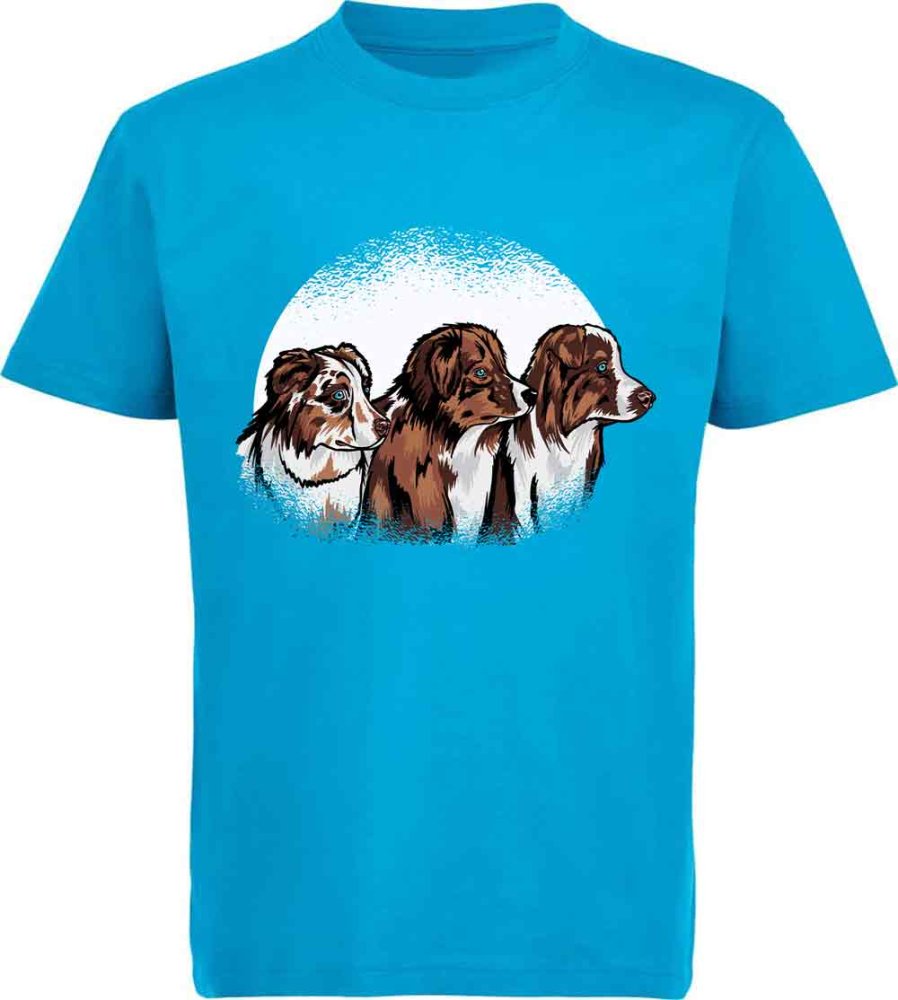 i214 Kinder Hunde T-Shirt aqua blau
