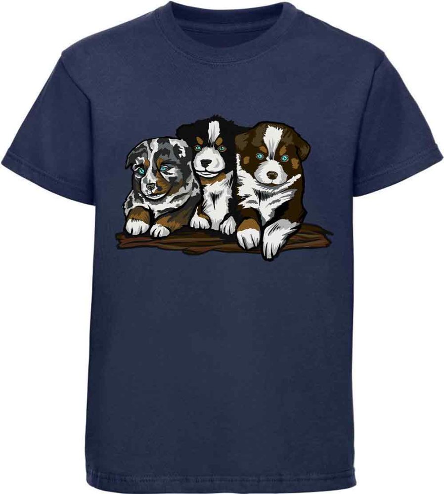 i215 Kinder Hunde T-Shirt navy blau