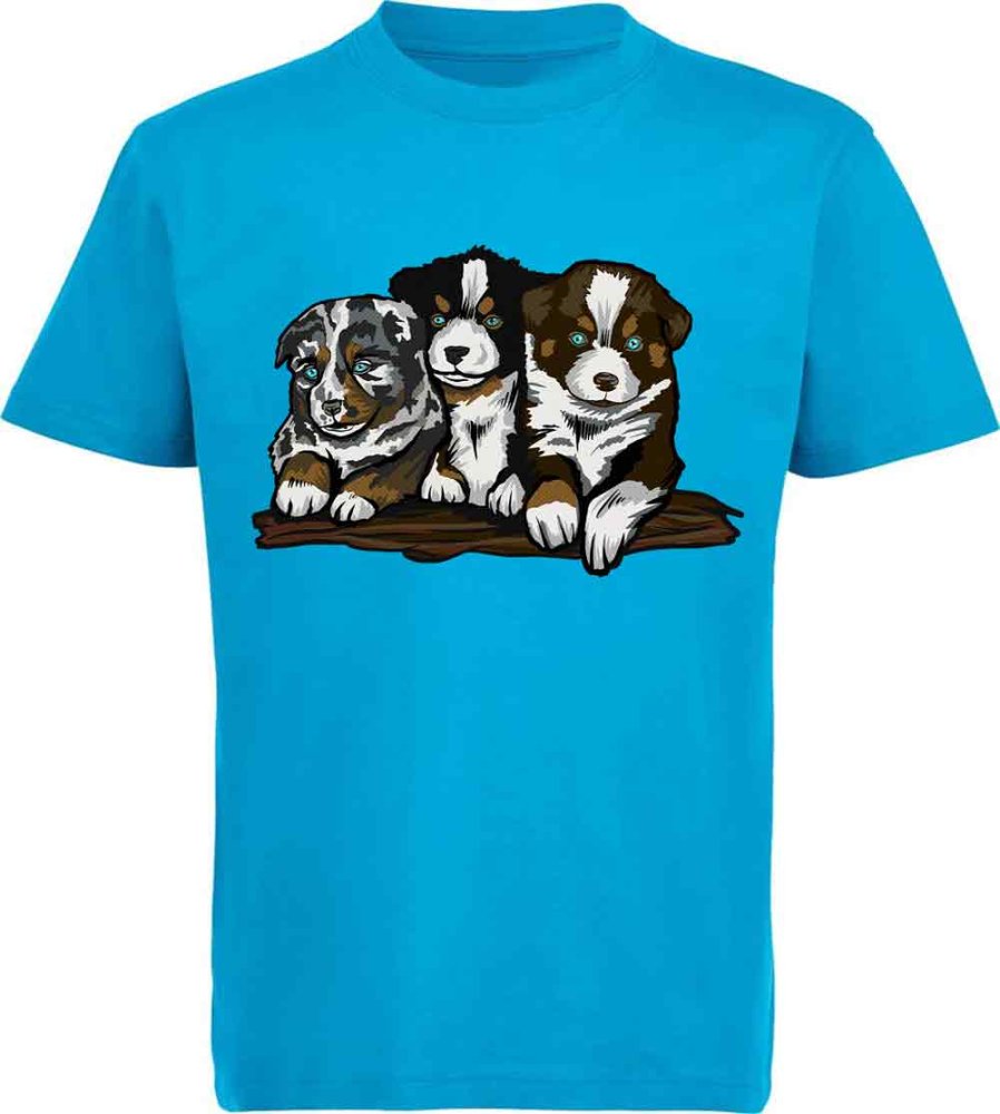 i215 Kinder Hunde T-Shirt aqua blau