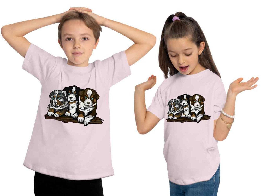 i215 Kinder Hunde T-Shirt rosa