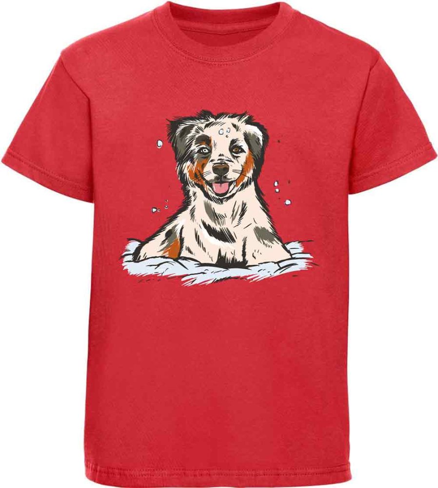 i216 Kinder Hunde T-Shirt rot