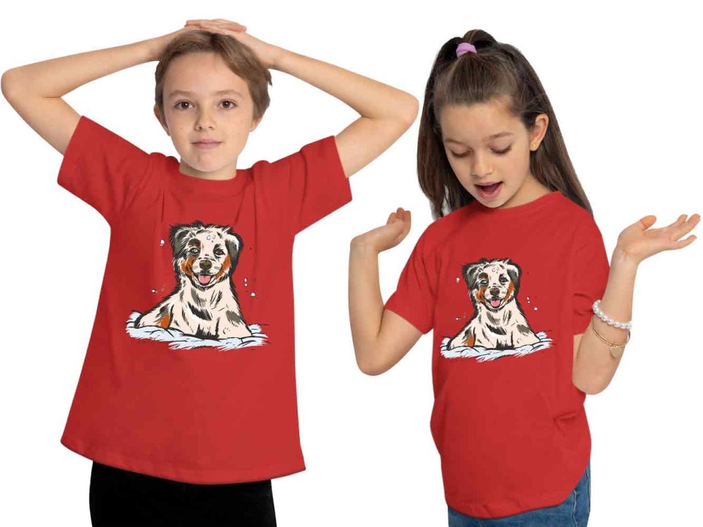 i216 Kinder Hunde T-Shirt rot