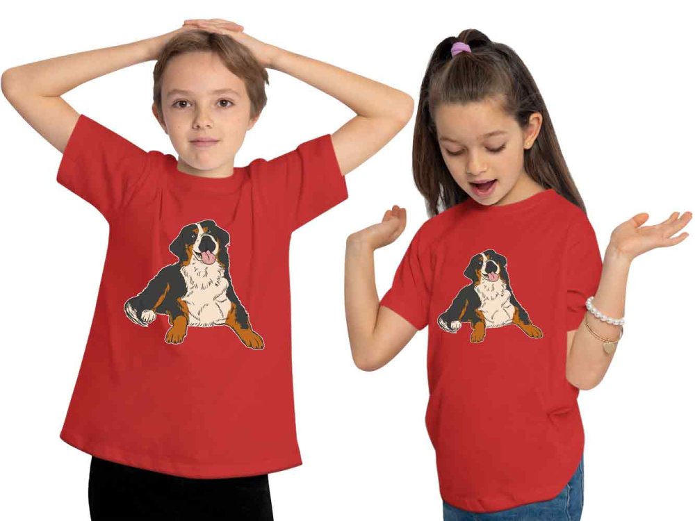 i218 Kinder Hunde T-Shirt rot