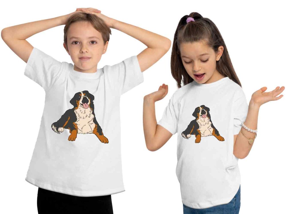 i218 Kinder Hunde T-Shirt weiss
