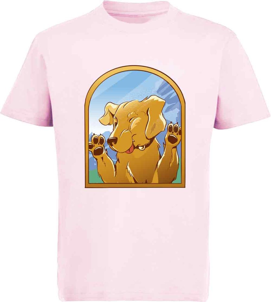 i222 Kinder Hunde T-Shirt rosa
