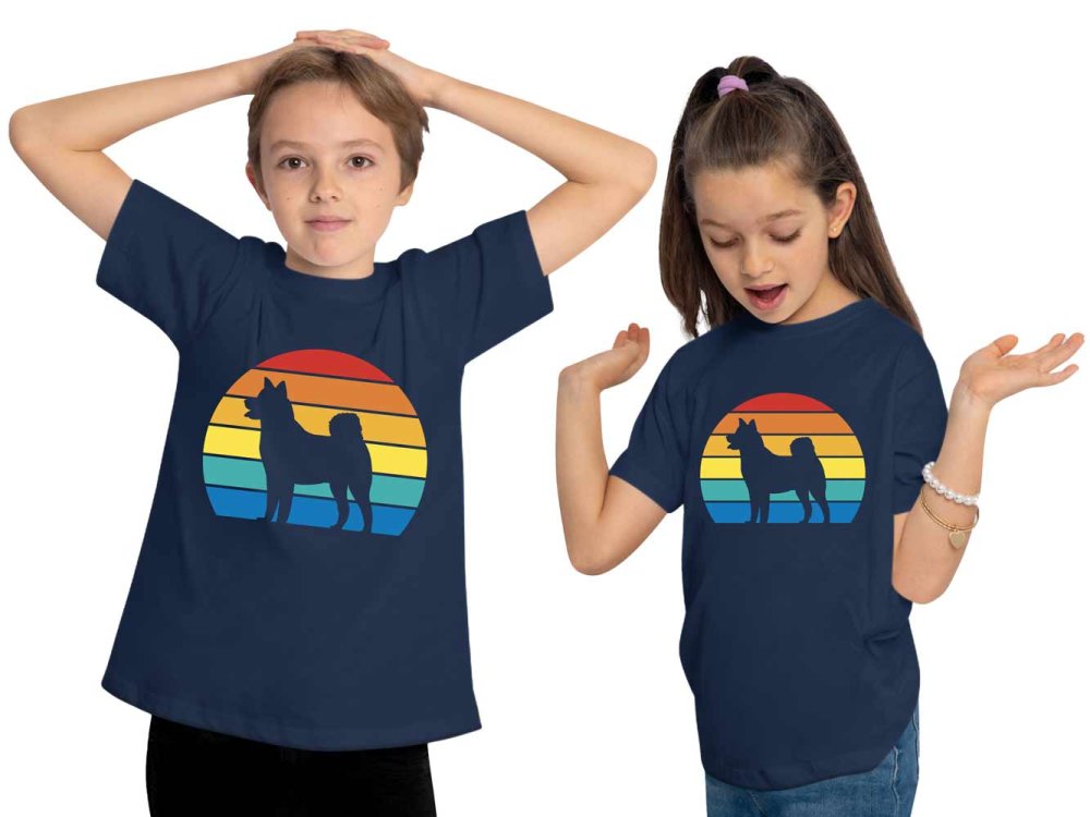 i236 Kinder Hunde T-Shirt navy blau