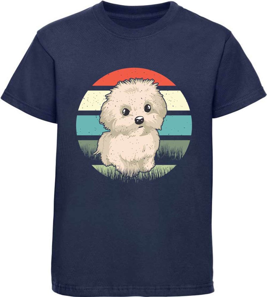 i242 Kinder Hunde T-Shirt navy blau