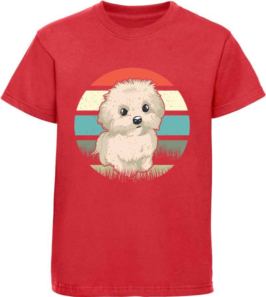 i242 Kinder Hunde T-Shirt rot