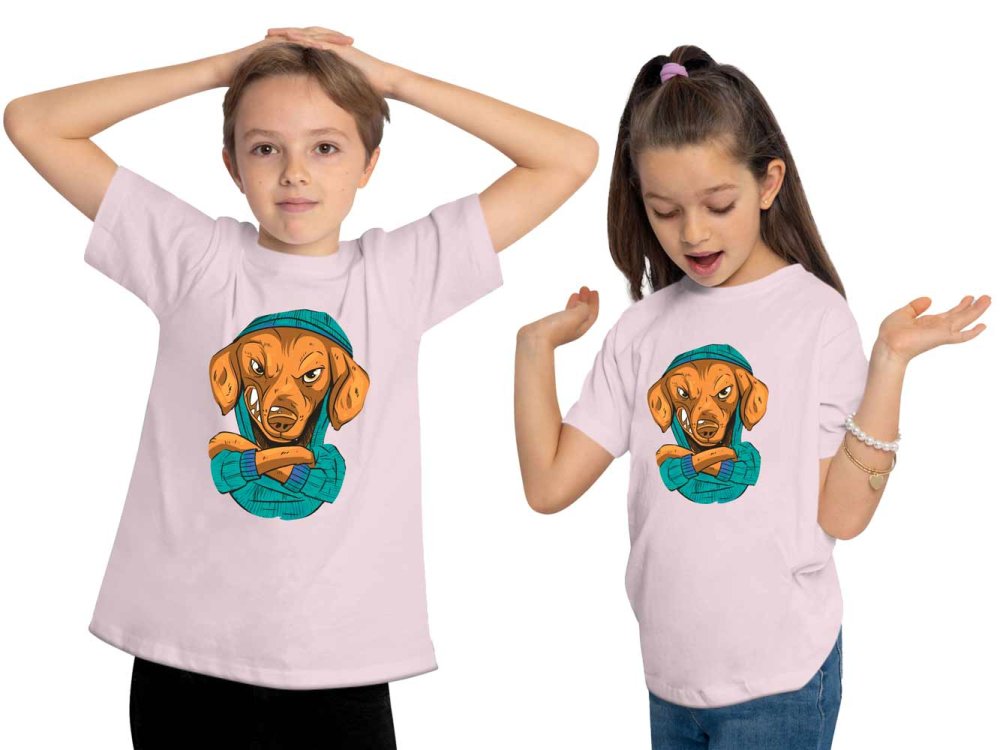 i259 Kinder Hunde T-Shirt rosa