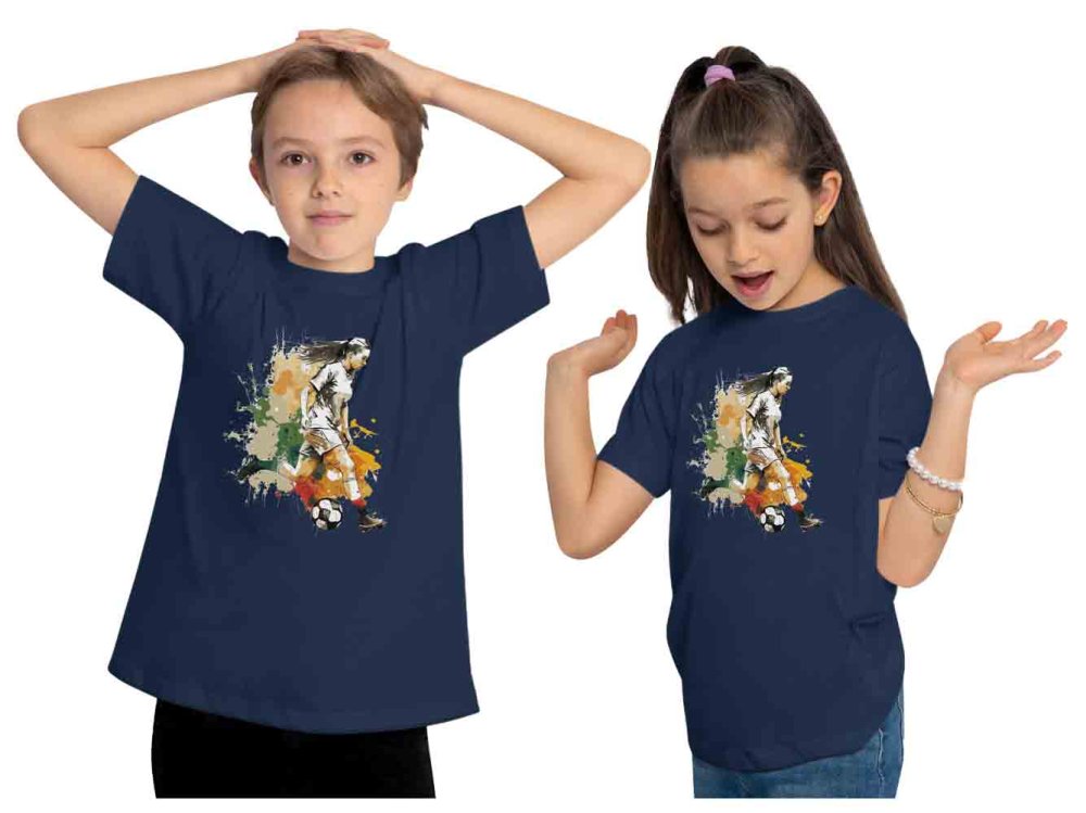 i474 Kinder Fussball T-Shirt navy blau
