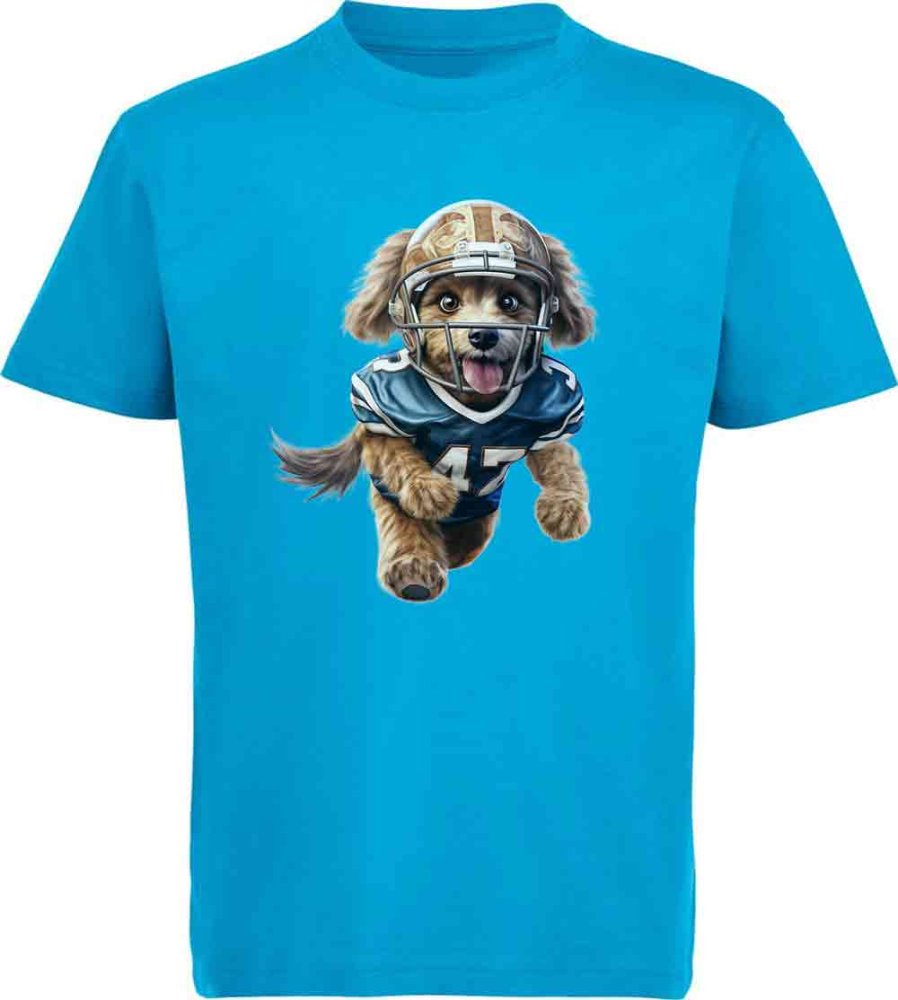 i498 Kinder American Football T-Shirt aqua blau